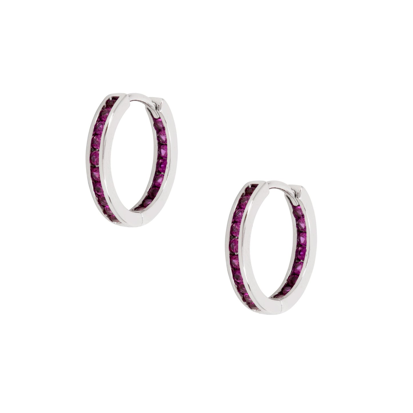 Channel Set Ruby Crystal Hoops - Love & Lilly Jewellery