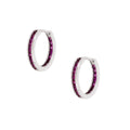 Channel Set Ruby Crystal Hoops - Love & Lilly Jewellery