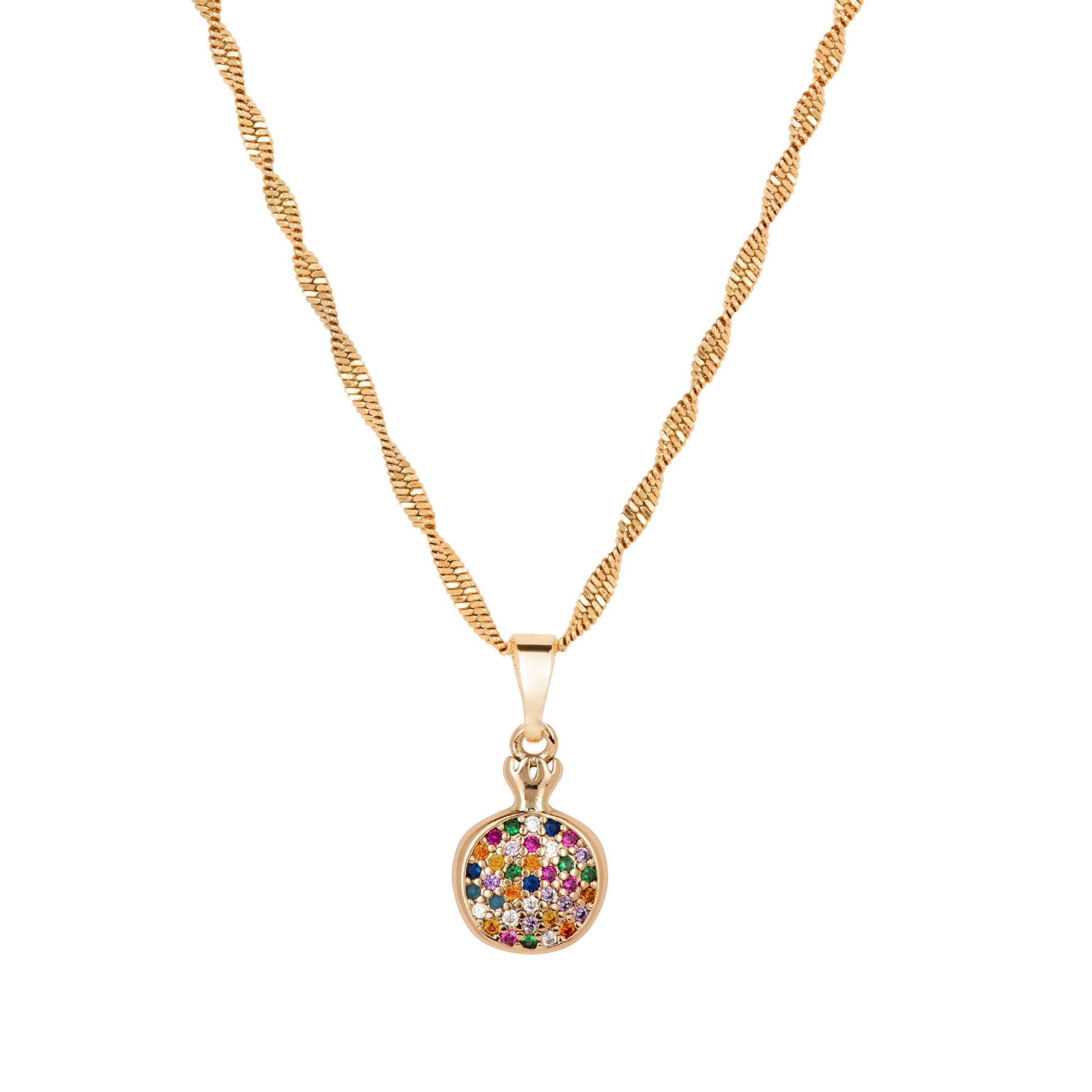 Dainty Multi Coloured Crystal 18ct Gold Pendant - Love & Lilly Jewellery