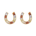 Brightly Coloured Baguette Crystal Horse Shoe Studs - Love & Lilly Jewellery