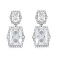 Rhodium Drop Earrings with Clear and Vibrant Stones - Love & Lilly Jewellery