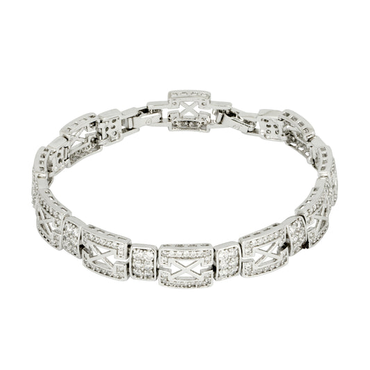 A Captivating Platinum Toned  and AAA Cubic Zirconia Encrusted Bracelet - Love & Lilly Jewellery