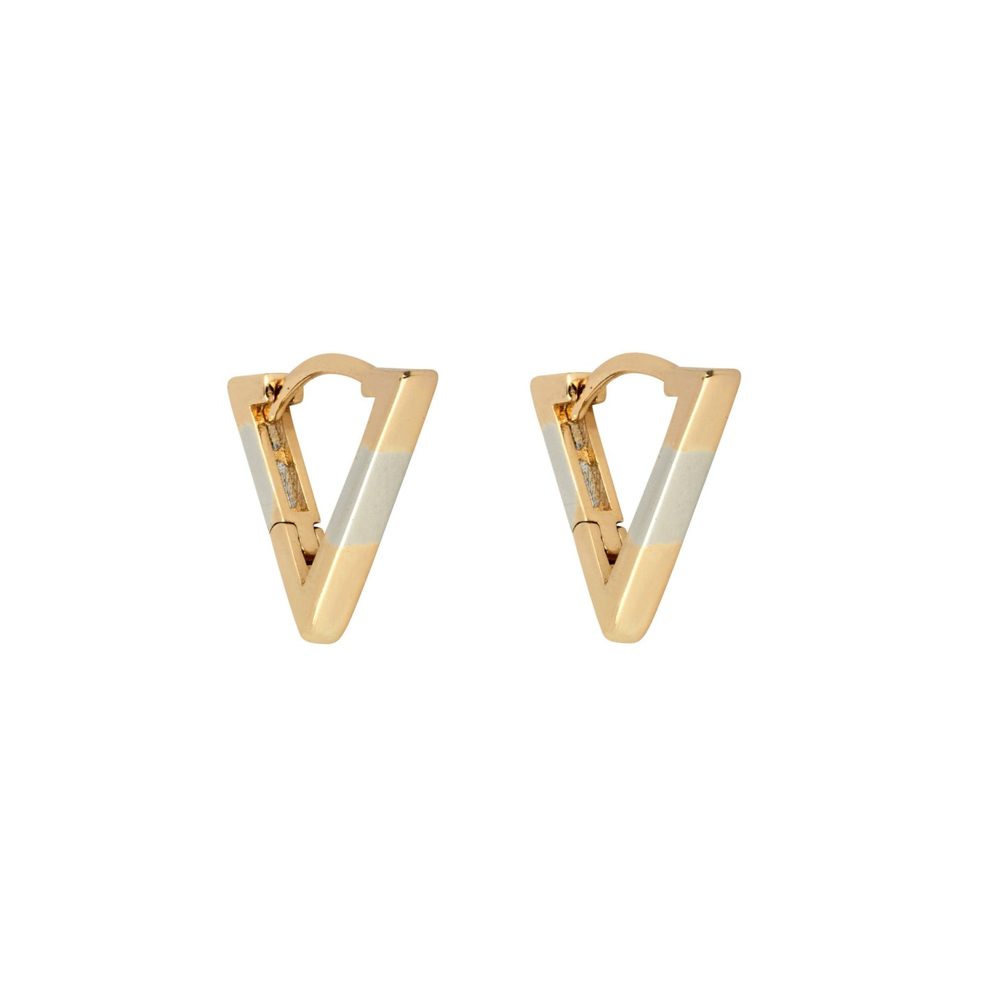 Mini V Huggies in Polished Gold and Rhodium Tones - Love & Lilly Jewellery